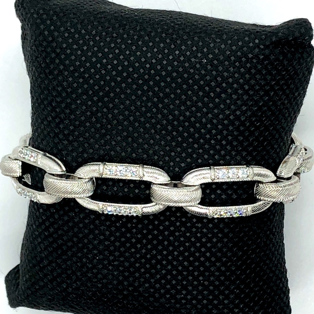 JUDITH RIPKA STERLING & DIAMONIQUE LINK BRACELET